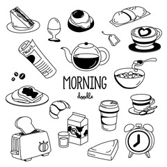 Hand drawing styles morning things. Morning doodle.