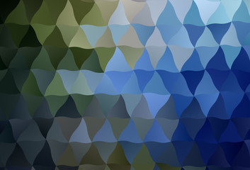 Dark Blue, Green vector gradient triangles texture.