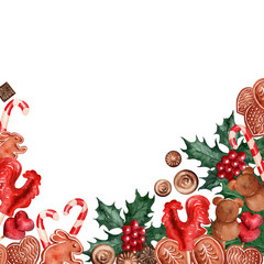 Watercolor background picture Christmas holiday sweets