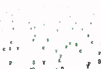 Light Green vector pattern with symbols of currency.