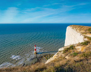 Beachy Head Lighthouse and cliff in the morning, Eastbourne, East Sussex, England, UK