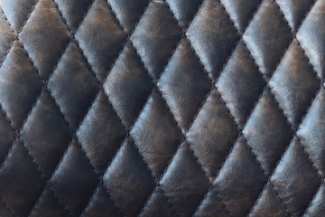 Fototapeta premium Vintage dark brown leather texture with stitch