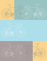 Hand drawn bicycle invitation/thank you/event vector 8,5 x 11 in bicycle card template in yellow, blue and gray colors palette	