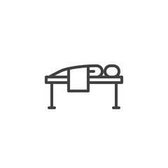 Massage spa therapy line icon. linear style sign for mobile concept and web design. Man lying on massage bed outline vector icon. Symbol, logo illustration. Vector graphics