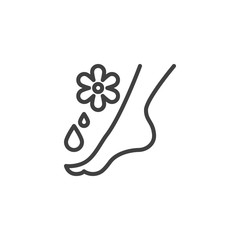 Feet massage aroma oil line icon. linear style sign for mobile concept and web design. Aromatherapy, foot spa outline vector icon. Symbol, logo illustration. Vector graphics