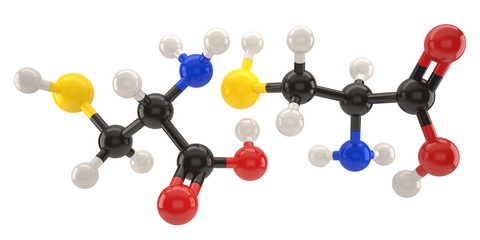 Cysteine molecule structure 3d illustration with clipping path
