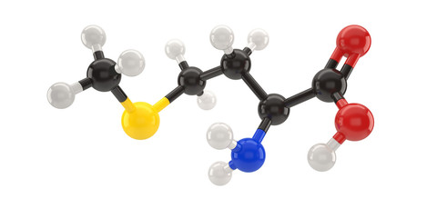 Methionine molecule structure 3d illustration with clipping path