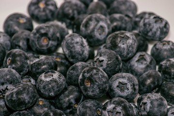 Close up of pile of blueberries