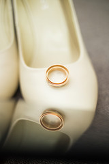 wedding rings on shoes