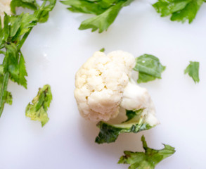 Cauliflower with white background.