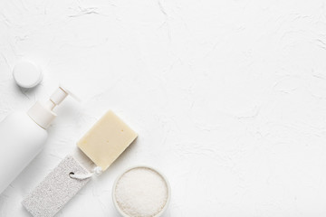 Scrubbing hygiene products at spa