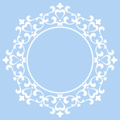 Decorative frame Elegant vector element for design in Eastern style, place for text. Floral blue border. Lace illustration for invitations and greeting cards