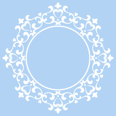 Decorative frame Elegant vector element for design in Eastern style, place for text. Floral blue border. Lace illustration for invitations and greeting cards