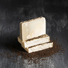 Front view soap made of coffee powder