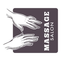 Massage salon hand drawn sketch monochrome logo
