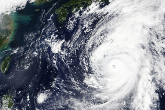 Typhoon Hagibis heading towards Japan in October 2019 - Elements of this image furnished by NASA