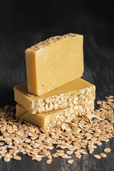 Close-up soap made of oat flakes