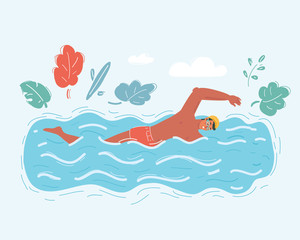 Man swimming in pool