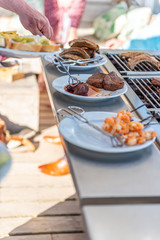 Barbecue buffet in summer at a restaurant