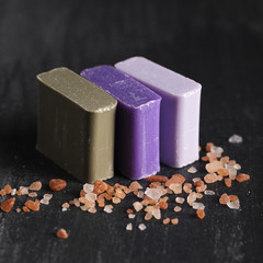 Close-up three types of soap