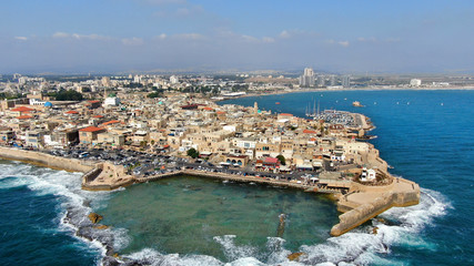 akko old city from the air - acre - sea