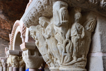 Capitals of cloister of San Juan de la Pena, Huesca province, Aragon, Spain