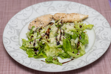 Delicious salad with chicken and vegetables