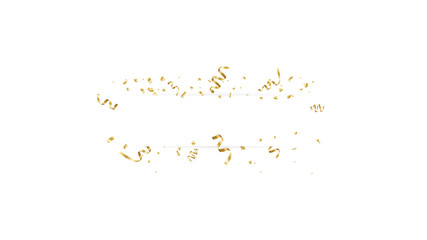 Blank banner with golden confetti isolated on white background. Vector festive background. Happy birthday concept