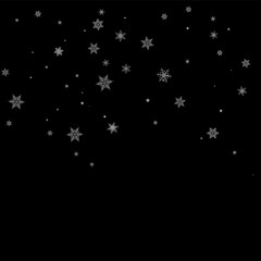 Realistic falling snowflakes. Isolated on black background. Vector illustration