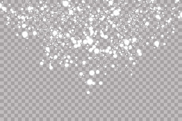 Fototapeta na wymiar Realistic falling snowflakes. Isolated on transparent background. Vector illustration
