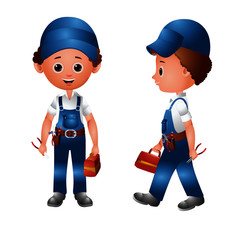 Electrician with Toolkit - Cartoon Vector Image