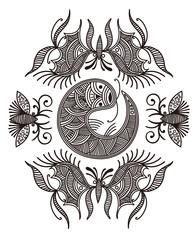 Abstract fish pattern design. The background is white.