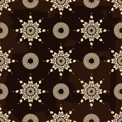 Vintage Snowflakes. Engraving. Seamless pattern of hand drawn linear hatching. Old paper. Vector illustration for web design or print.