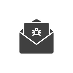 Envelope mail with virus letter vector icon. filled flat sign for mobile concept and web design. Infected email message glyph icon. Symbol, logo illustration. Vector graphics