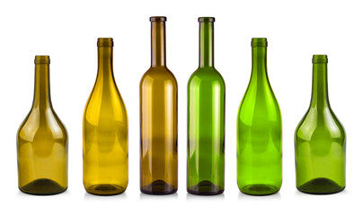 The empty bottle of wine isolated on a white background