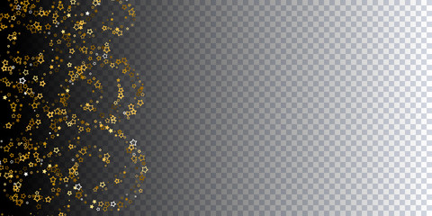 Gold stars confetti on black transparent background - obrazy, fototapety, plakaty