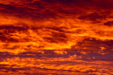 Fiery Sunset Clouds Background