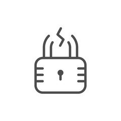 Broken lock line outline icon