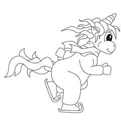 Unicorn coloring vector illustration. White background. Body positive concept