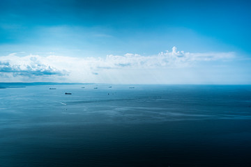 Fototapeta na wymiar Beautiful view of the blue Adriatic sea in Trieste Italy