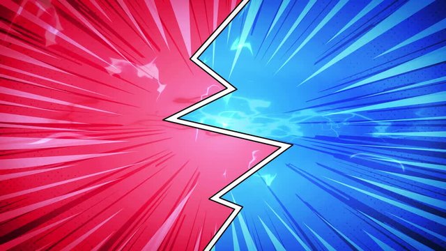 Comic Book Action Layout Background With Power Fx/ 4k animation of a powerful comics like page layout background with halftone dots and dynamic action speed sunbeams effects