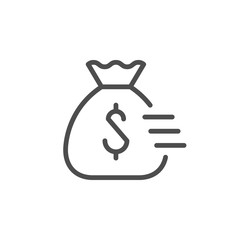 Money bag corruption and debt line icon