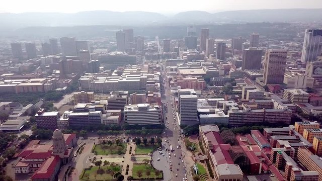 Aerial view of Pretoria downtown, capital city of South Africa