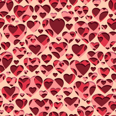 Seamless pink background with hearts holes on sheet layers.