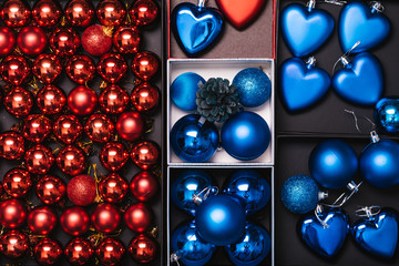 Christmas Background with Christmas decorative balls in box