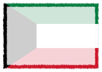 Obraz premium Border made with Kuwait national flag.
