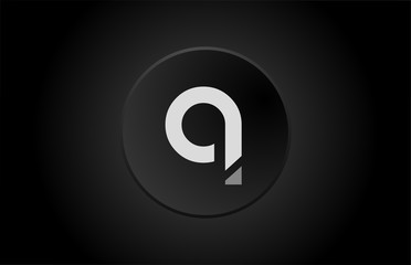 black and white alphabet letter q circle logo icon design