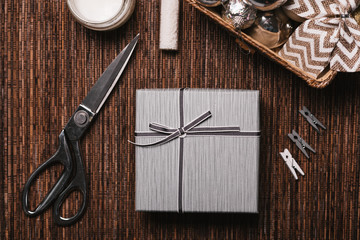 Christmas Background with Christmas decoration and Gifts