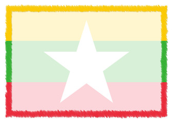 Fototapeta premium Border made with Myanmar national flag.