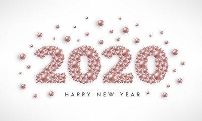 Happy New Year 2020 rose gold beads white